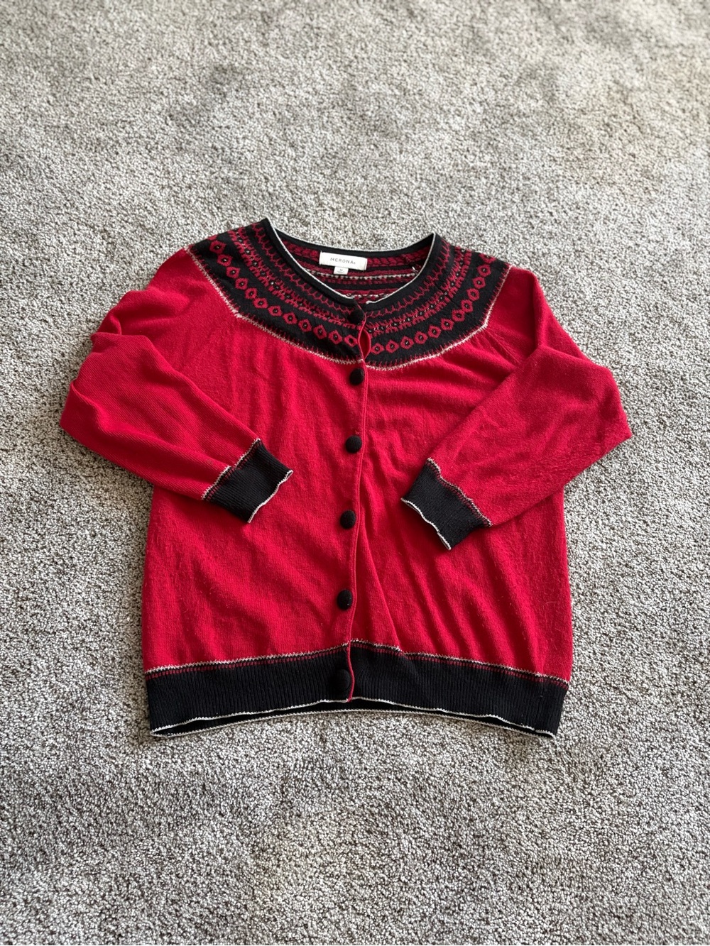 Merona Red Cardigan Sweater with Black Trim